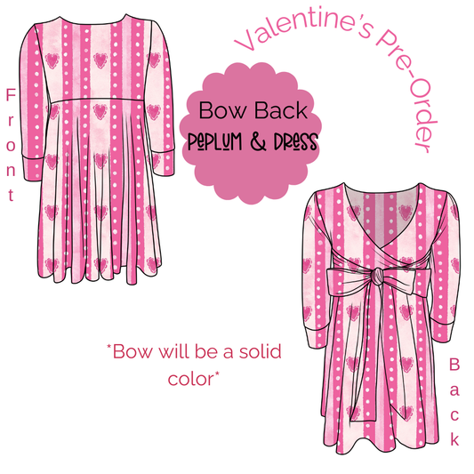 Heart Stripes Bow Back Peplum/Dress PRE-ORDER