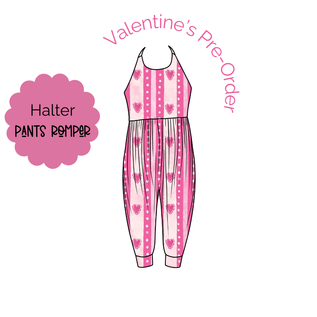 Heart Stripes Halter Pants Romper PRE-ORDER