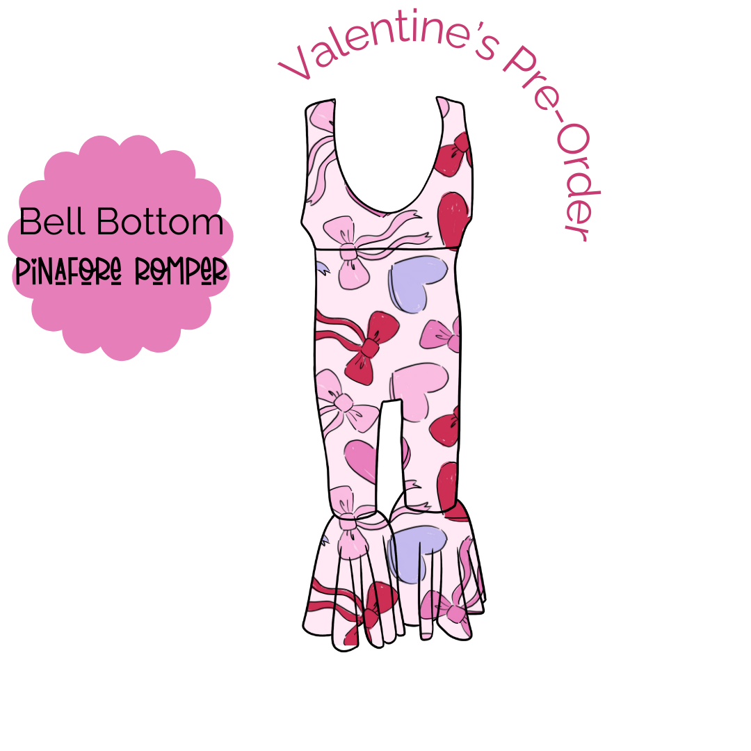 Hearts & Bows Bell Bottom Pinafore Romper PRE-ORDER