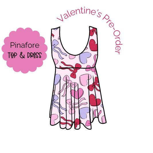 Hearts & Bows Pinafore Top/Dress PRE-ORDER
