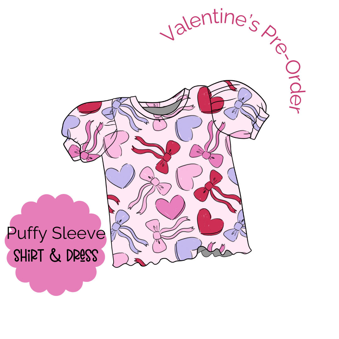Hearts & Bows Puff Sleeve Top/Dress