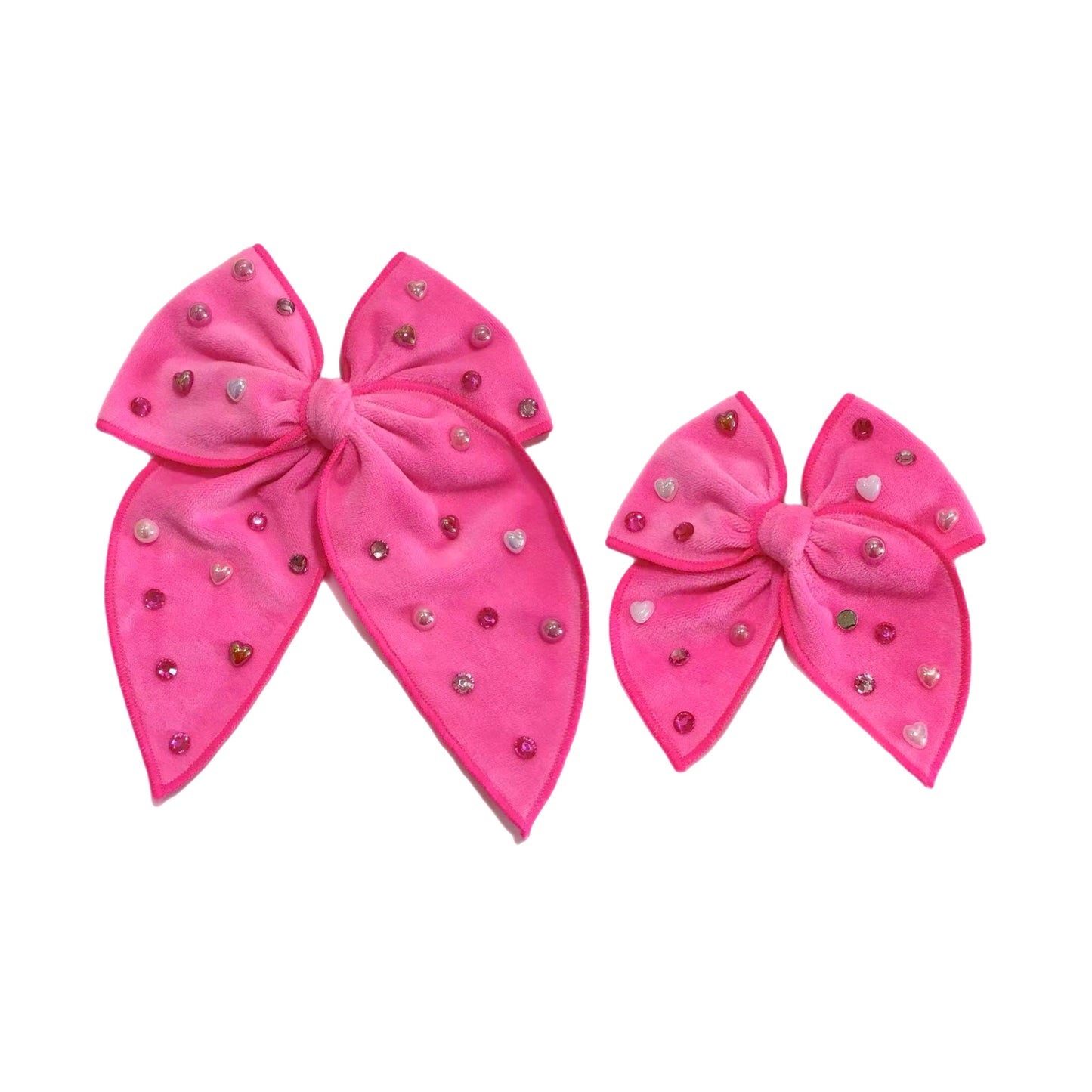 Hot Pink Pearl Velvet Fable Bow