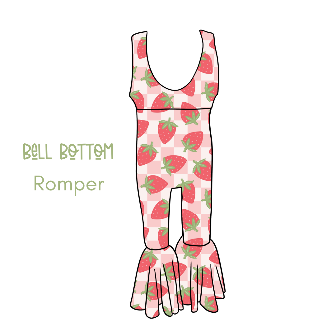 Strawberry Delight Bell Bottom Romper PRE-ORDER