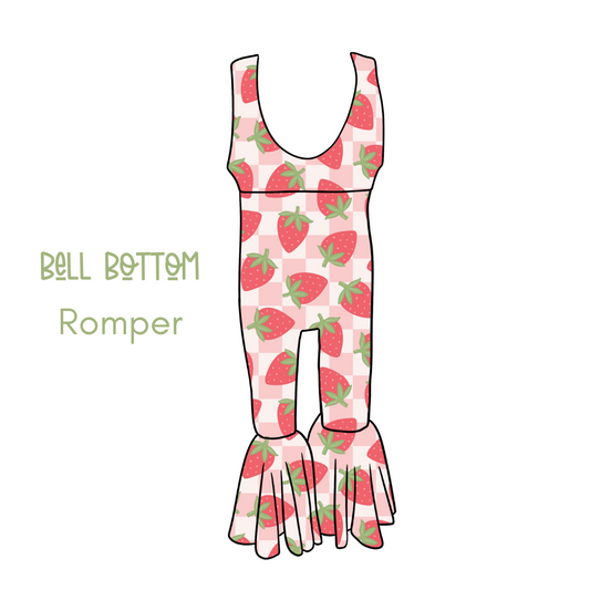 Strawberry Delight Bell Bottom Romper PRE-ORDER
