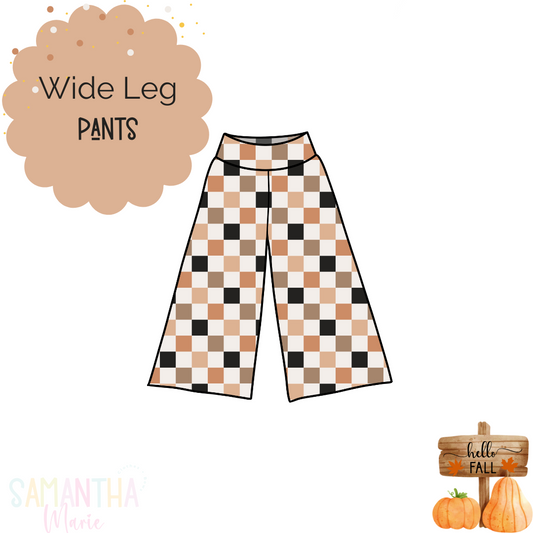 Fall Checkered Wide Leg Pants