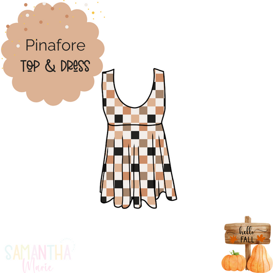 Fall Checkered Pinafore Top/Dress