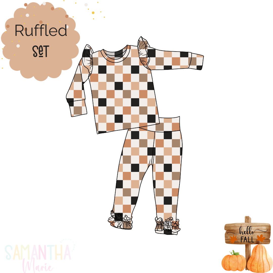 Fall Checkered Ruffled Set