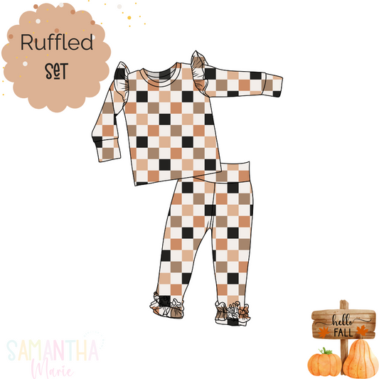 Fall Checkered Ruffled Set